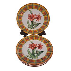 5 Amaryllis Salad Plates Christmas Blooming Flower By I. Godinger & Co.